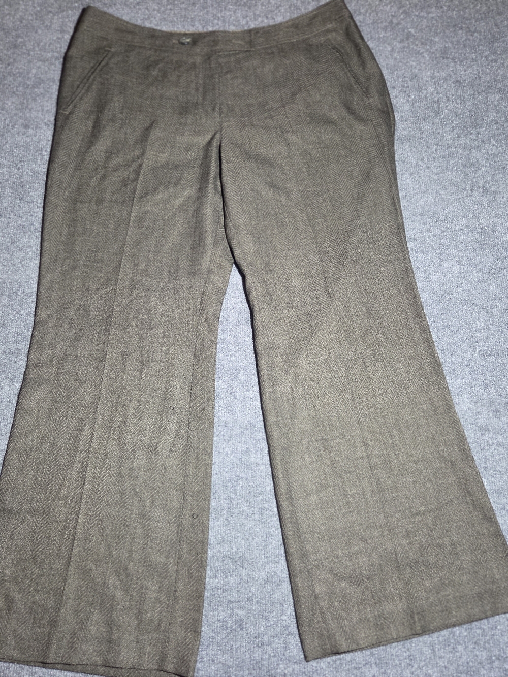 J. Jill Women's Size 18 Brown Herringbone Wide-Leg Dress Pants Trousers
